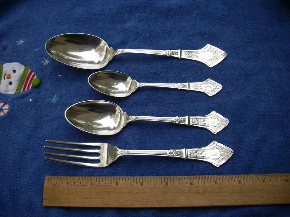 RARO! Juego de 38 piezas de cubiertos de plata George Sharp patrón gótico moneda-mono ECH-NR Foto 2 de 4