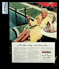 1939 Four Roses Straight Whiskey Man Pipe Drink Sun Pool Vintage Print Ad 32714