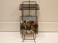 Vintage  1950's/1960's   Mid Century  Black Metal Record Rack/Magazine Rack
