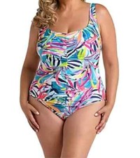 Sonnet Shores Womens Rainbow Tropical Print One Piece Swimsuit Plus Size 22W 84