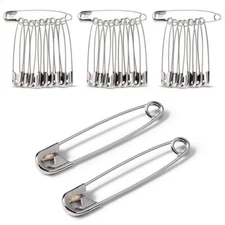 30Pcs Extra Large Safety Pins Heavy Duty - 3" Stainless 3 Inches, Silver 
