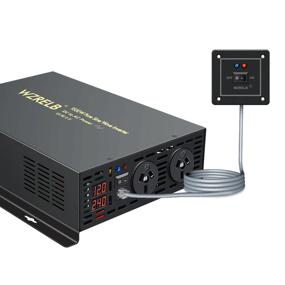 12V DC to AC 240V Pure Sine Wave Inverter 1500W Power Converter Car Home Remote - image 2 of 4