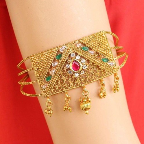 Gold Plated Bajuband Traditional Kundan Stone Studded For women - Picture 7 of 35