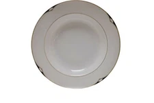 Mikasa Aegean L5587 White Gold Black Fan 8.5" Rimmed Soup Bowl EUC 