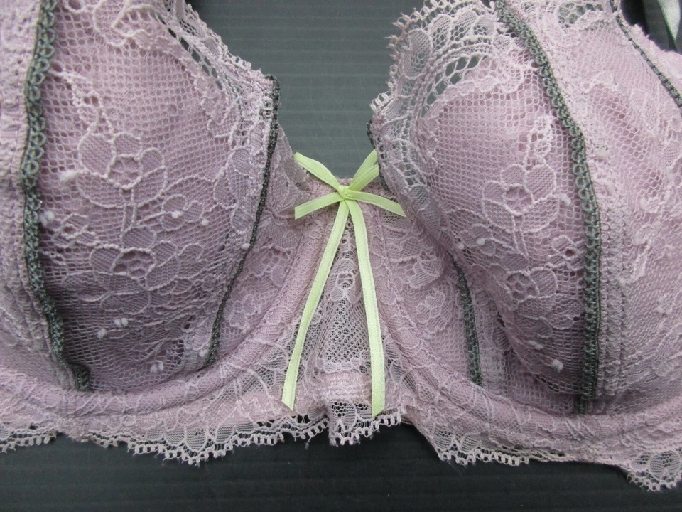 Sujetador Demis Acolchado 34B DKNY Para Mujer Rosa/Gris Encaje Con Aros Cierre Trasero 1J Foto 2 de 4