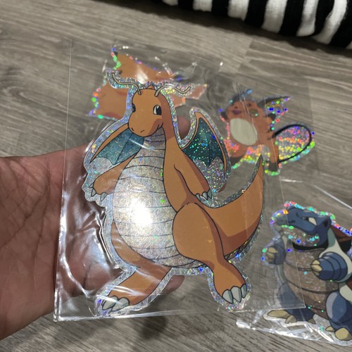 Pokemon lot of 5 Vintage 90s era large Holographic Stickers See pictures - Picture 8 of 9