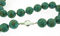 Silver Necklace With Large Turquoise Beads, 18.5 Silver Necklace With Large Turquoise Beads, 18.5