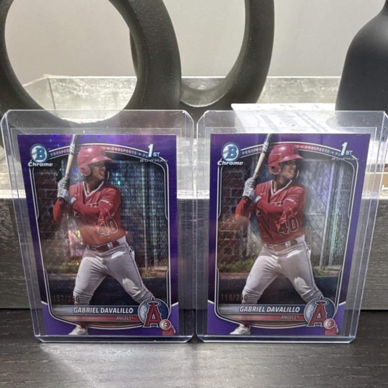 Bowman Chrome Prospects 2025 Gabriel Davalillo Serial # Lot - Angels - 2 Cards