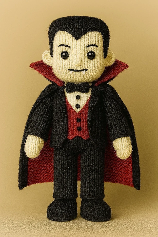 KING COLE Dracula Halloween Horror Strick Strick DK Muster nur 25 cm