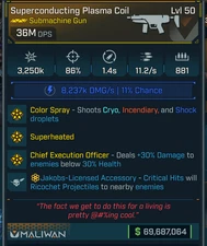 Borderlands 4 • MODDED • Plasma Coil Rainbow SMG 36m DPS • Lvl 50 • PS PC XB