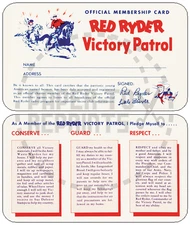 RED RYDER VICTORY PATROL MEMBERSHIP CARD - MODFIED VINTAGE REPRINT