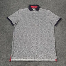 Greyson Polo Shirt Mens Small Wolf All Over Print Golf White Blue