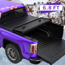 6.8FT 3Fold Fiberglass Hard Solid Tonneau Cover For 99-24 Ford 250 350 Bed Truck