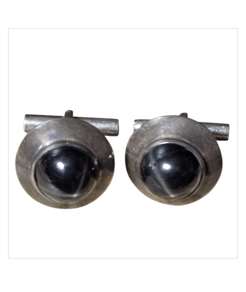 Gemelos Arenas años 80 Taxco México plata esterlina estrella negra diopsido  Foto 3 de 4