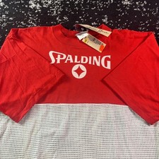 Vintage 80s Spalding Mesh Jersey Shirt Red White Made in USA Mens Large NWT.