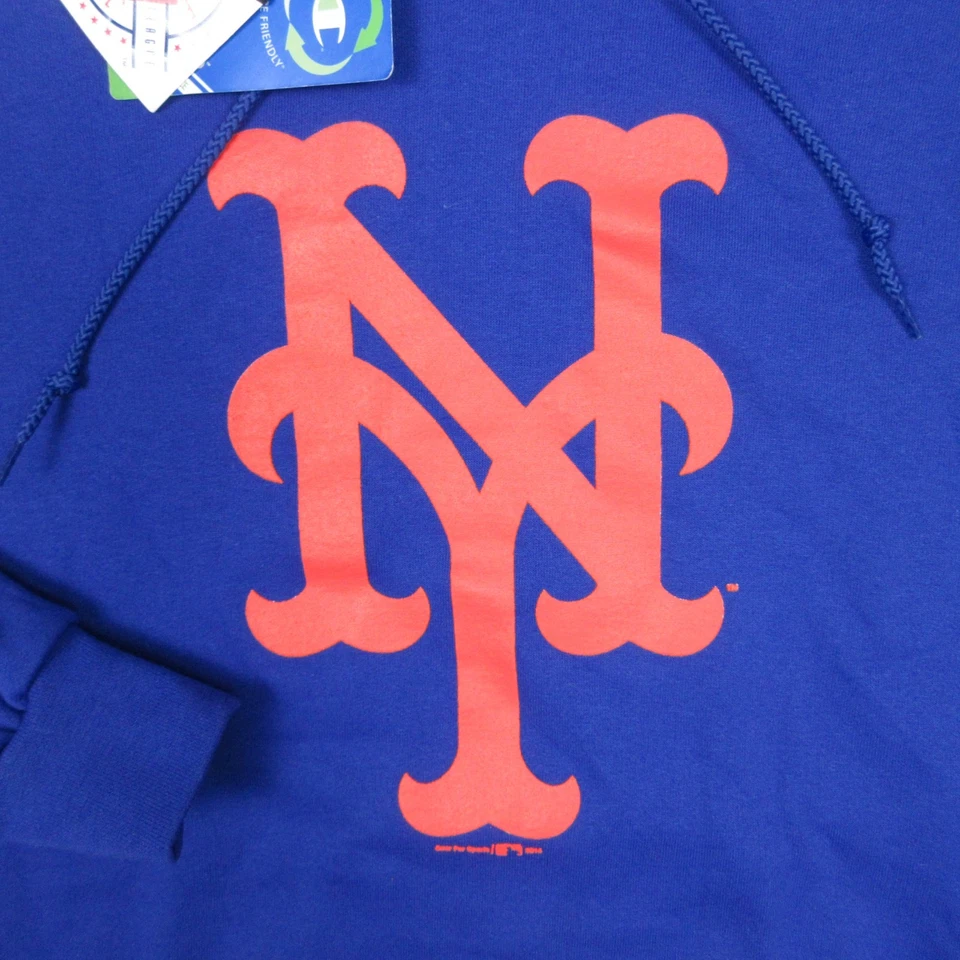 Suéter de los Mets de Nueva York para Hombres Grande Azul Sudadera con Capucha Campeón Logotipo de Béisbol Foto 2 de 4