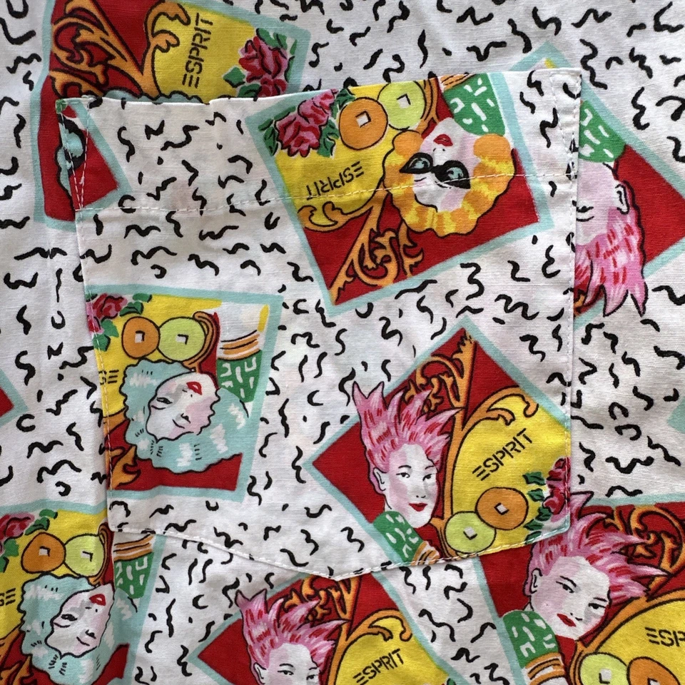 Camisa ESPRIT Vintage Años 80 Botón Manga Corta Niñas Talla L ¡Divertida y Totalmente Años 80! Foto 2 de 4