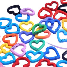 10 Random Colorful 20Mm Mixed Alloy Heart-Shaped Spring Keychain Clips-Zinc Allo
