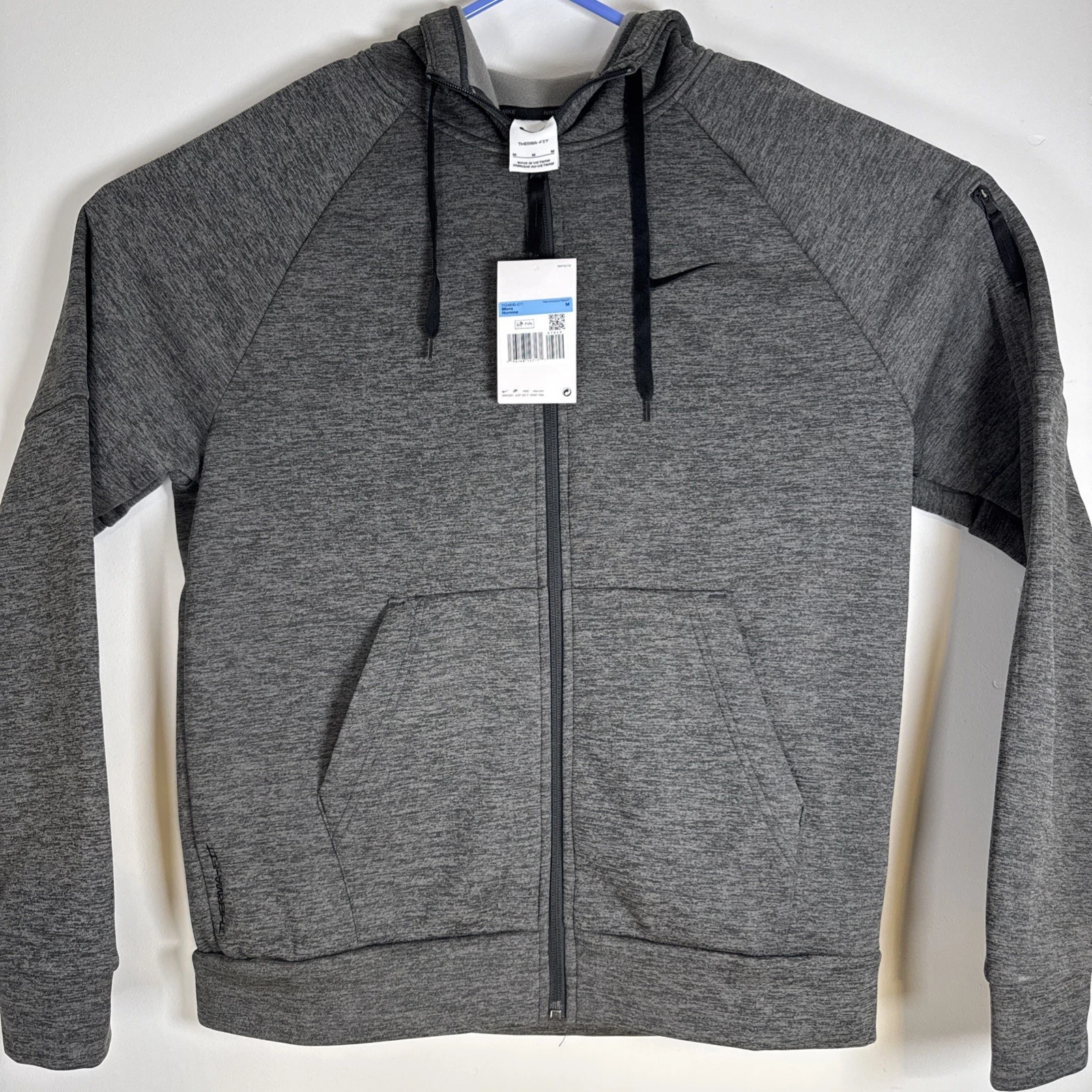 Nike Therma-Fit Full-Zip Jacket Hoodie Charcoal Heather DQ4830-071 Men's Medium