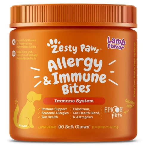 Zesty Paws Dog Allergy Relief- Itching Skin 90 Count (Pack of 1), Salmon