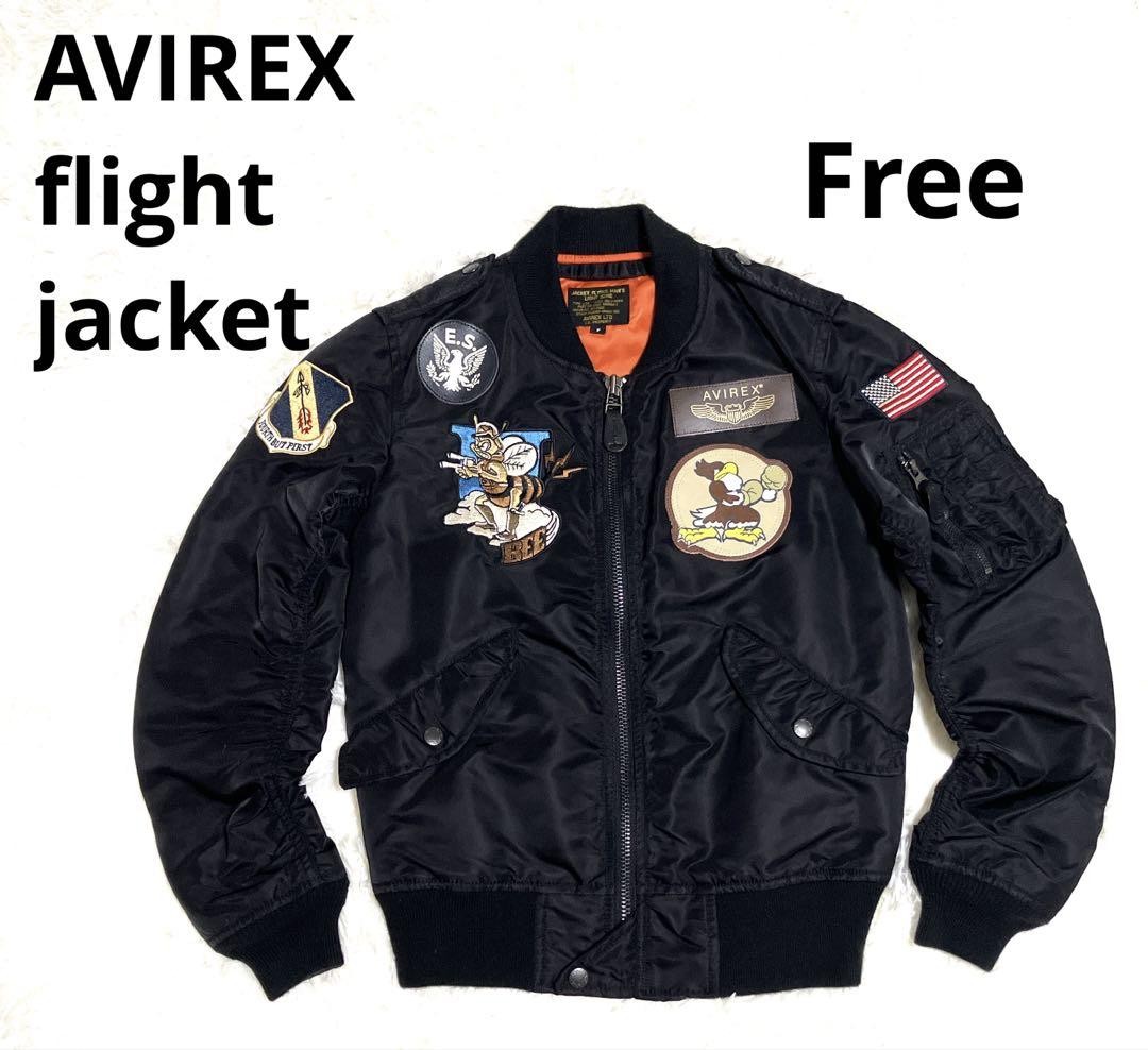 ジャケット・アウター USA Avirex MA-1 wappen flight jacket y2k AVIREX Nylon MA1 Flight Jacket L-2A Light Zone Size F Black