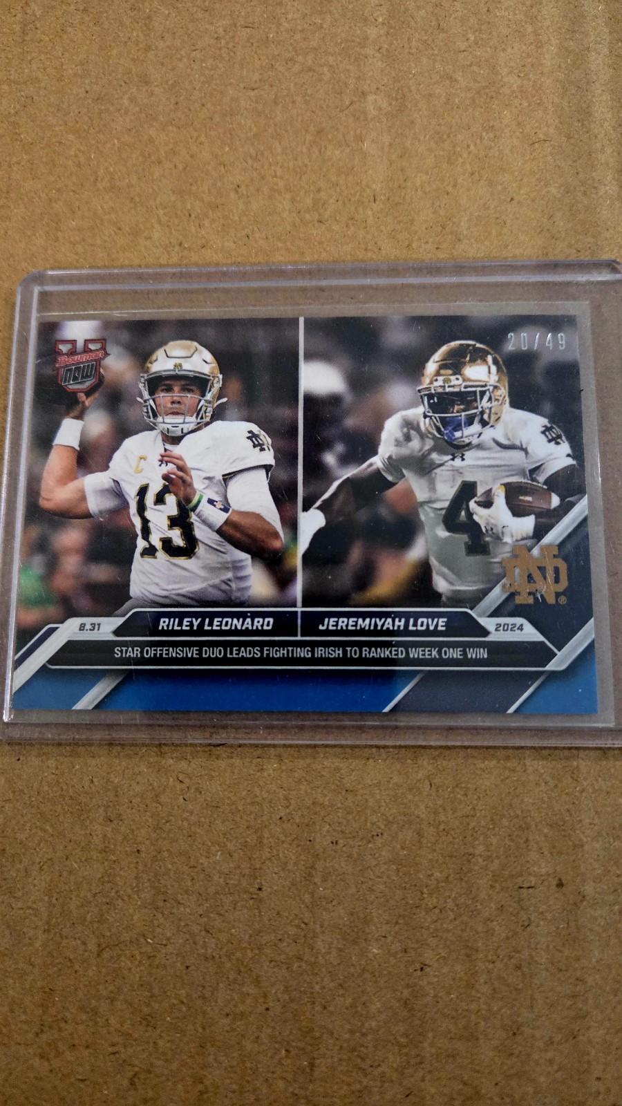 2024 Bowman U Now Blue 20/49 Riley Leonard Jeremiyah Love #6