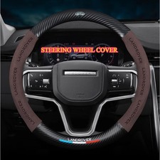 For 1948-2025 Land Rover 15" PU Leather+Carbon fiber Steering Wheel Cover 