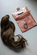 INH Insert Name Here JORDYNN Clip in Ponytail Extension Ash Brown 18" Long NEW