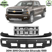 Front Bumper Paintable & Grille Kit For 2014-2015 Chevrolet Silverado 1500