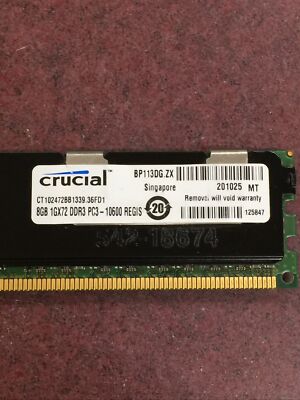 Lot of 16GB (2x8GB) 2Rx4 PC3-10600R HEATSINK Server RAM Micron