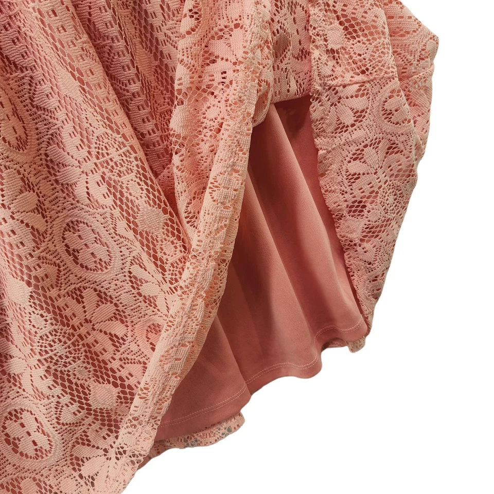 Womens Floral Lace Dress Sleeveless Pink Blouson Sundress Size S Ya Los Angeles - Image 4 of 4