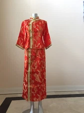 Chinese Wedding Traditional Dress Cheongsam Gown Dragon And Phoenix Size XL