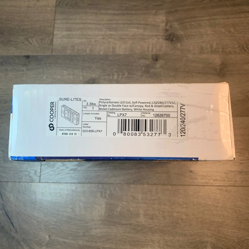 Eaton Cooper Sure Lites LPX7 LED Exit Sign Red or Green Self-Powered 1 or 2 Side - Image 4 of 4