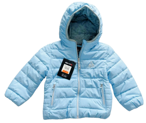 NWT Gerry Puffer Jacket 2T Toddler Girl Light Blue Hooded Jersey Lined Coat