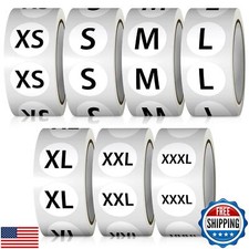 3500 Pcs 7 Sizes 7/8 Inch Clothing Size Stickers Labels Rolls, Sttickerize Bl