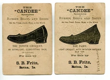 2 Candee Shoes Trade Cards, Botna, Iowa