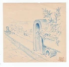 Painting drawing GIULIO BOETTO 1950 vase - 17x16 cm