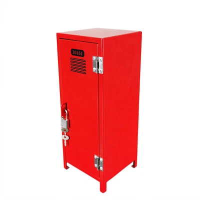 FIXTUREDISPLAYS Mini Metal Locker With Key And Lock Red 4.2X4.2X11" Great For Kids Treasure Box