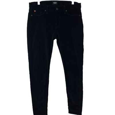 Hudson Pants Woman Size 30 Black Velvet Skinny Low Rise Pockets Tapered  Stretch