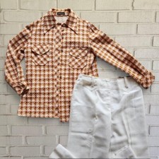 70s Pant Suit Set Matching Orange Fall Weaved Breckenridge