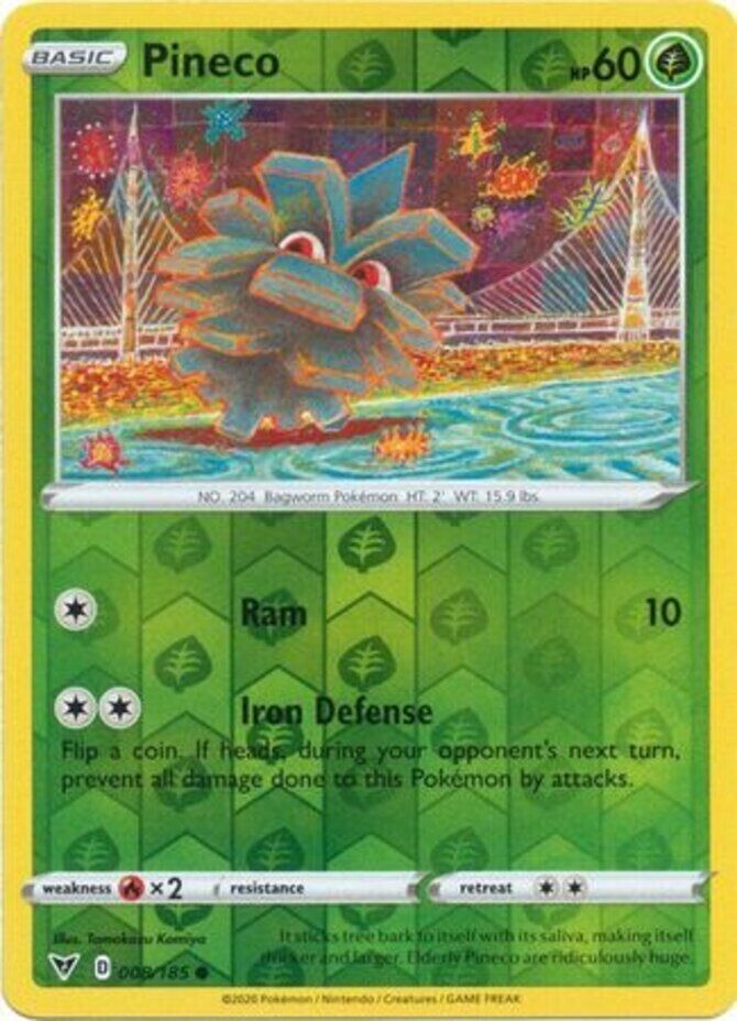 Pokemon -  Pineco - 008/185 - Reverse Holo  - Vivid Voltage - NM/M - New