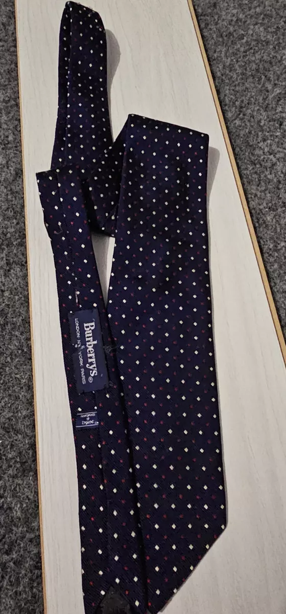 Mens Burberry London Blue Spotted Dots 100 Silk Shirt Tie eBay