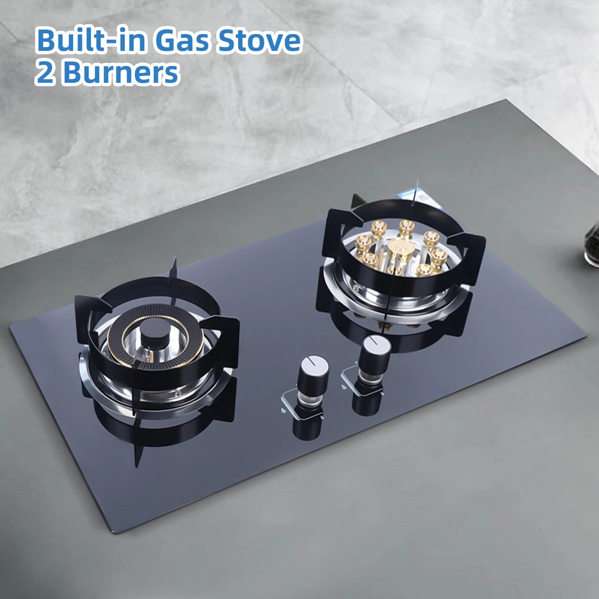 730mm 2 Burners Natural Gas Cooktop Stove Top Built-in Stove Home Gas  Cooker US