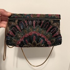 Vintage Black Beaded Evening Shoulder Purse Handbag Bag