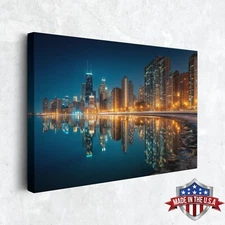 Golden Quiet on Lake Michigan Wall Art, Canvas Print for Home Decor, Art Poster