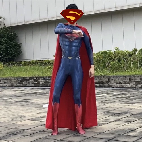 Superman Costume Man of Steel Clark Kent Cosplay Jumpsuit Cloak Halloween Zentai - Picture 8 of 8