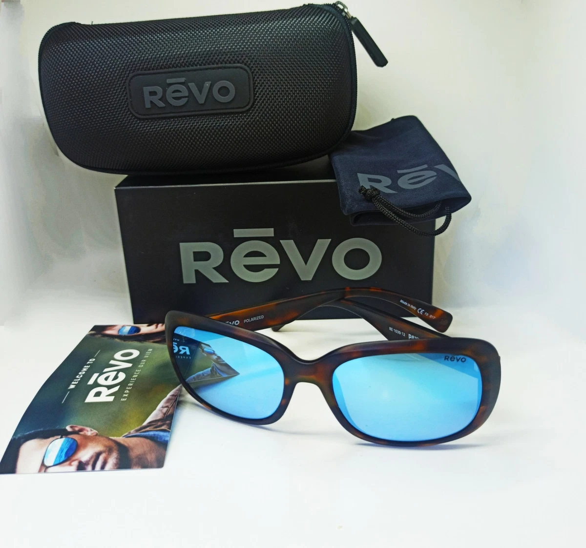 New REVO PAXTON Sunglasses RE1039 12 BL Mt Honey Tortoise Blue