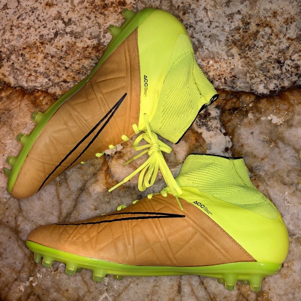 Botines de fútbol NIKE Hypervenom Phantom II FG DF de lona marrón Volt NUEVOS para hombre talla 7,5 Foto 3 de 4