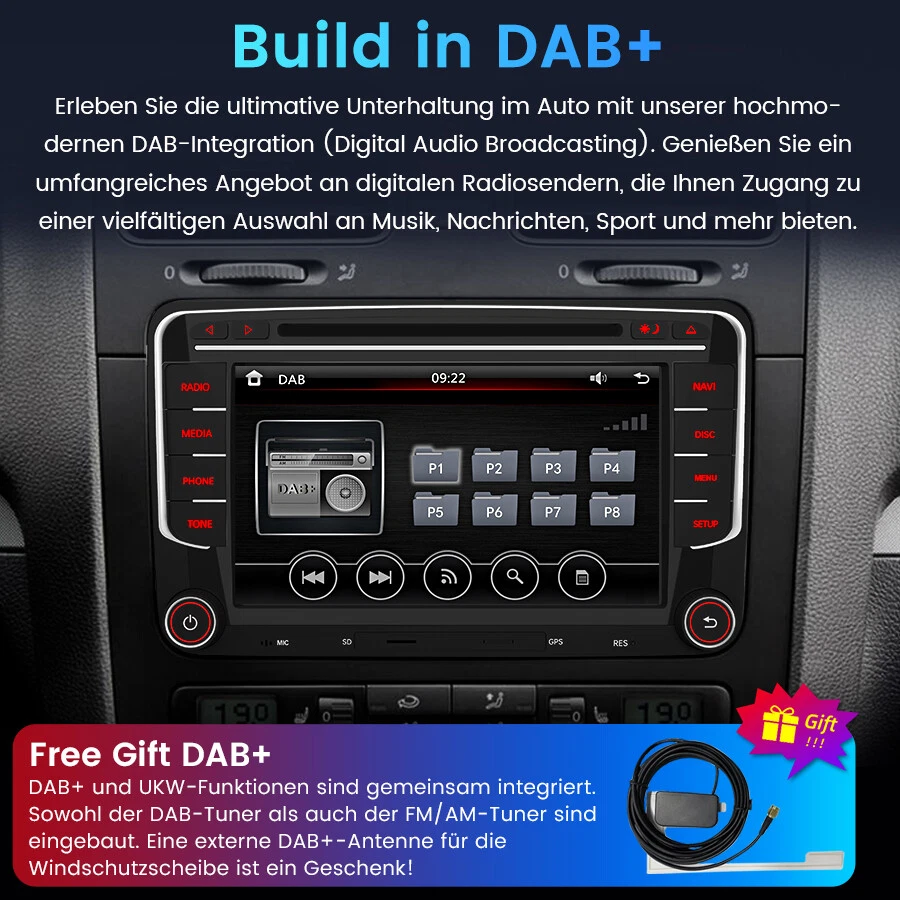 DAB+ für VW Golf 5 6 PLUS Touran Passat B6/B7 Tiguan Autoradio CD DVD Bluetooth - Bild 2 von 4