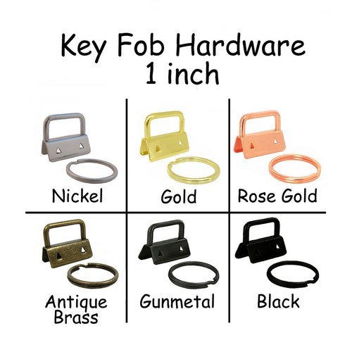 10 Key Fob Hardware w/ Key Rings Sets - 1 Inch (25 mm) - Pick From 6 Finishes  - Afbeelding 1 van 7